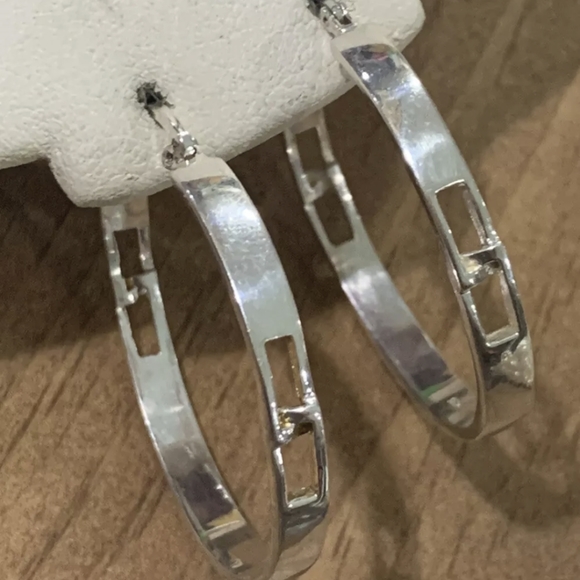 Sterling Silver 925 Hoop Earrings - Picture 2 of 8
